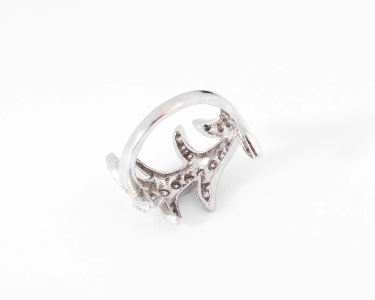 Bague or gris feuillages en diamant - Castafiore