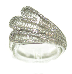 Bague or gris moderne diamant baguette - Castafiore