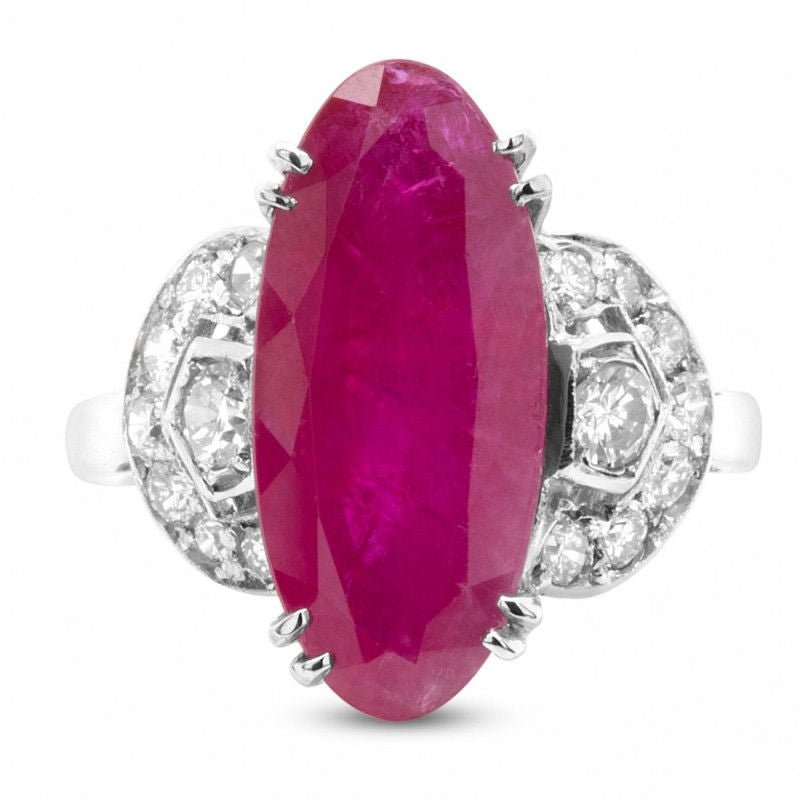 Bague or gris rubis diamants - Castafiore