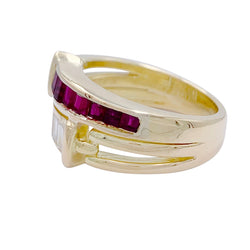 Bague or jaune, diamants et rubis - Castafiore