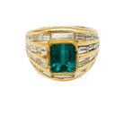 Bague or jaune, émeraude 2.86 carats, diamants baguettes - Castafiore