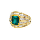 Bague or jaune, émeraude 2.86 carats, diamants baguettes - Castafiore