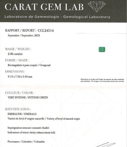 Bague or jaune, émeraude 2.86 carats, diamants baguettes - Castafiore