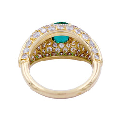 Bague or jaune, émeraude et pavage diamants - Castafiore