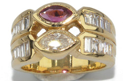 Bague or jaune en toi et moi rubis et diamant - Castafiore