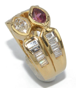 Bague or jaune en toi et moi rubis et diamant - Castafiore