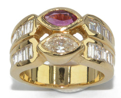 Bague or jaune en toi et moi rubis et diamant - Castafiore