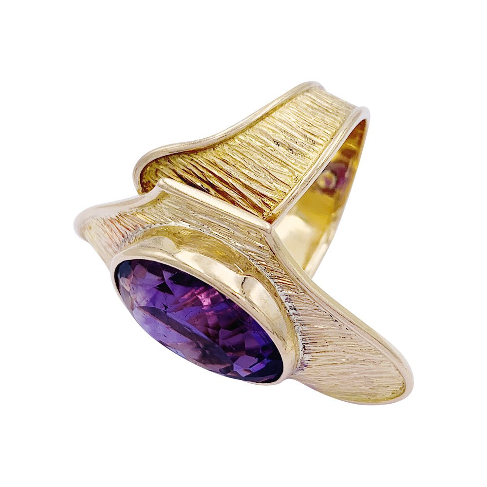 Bague or jaune et améthyste - Castafiore