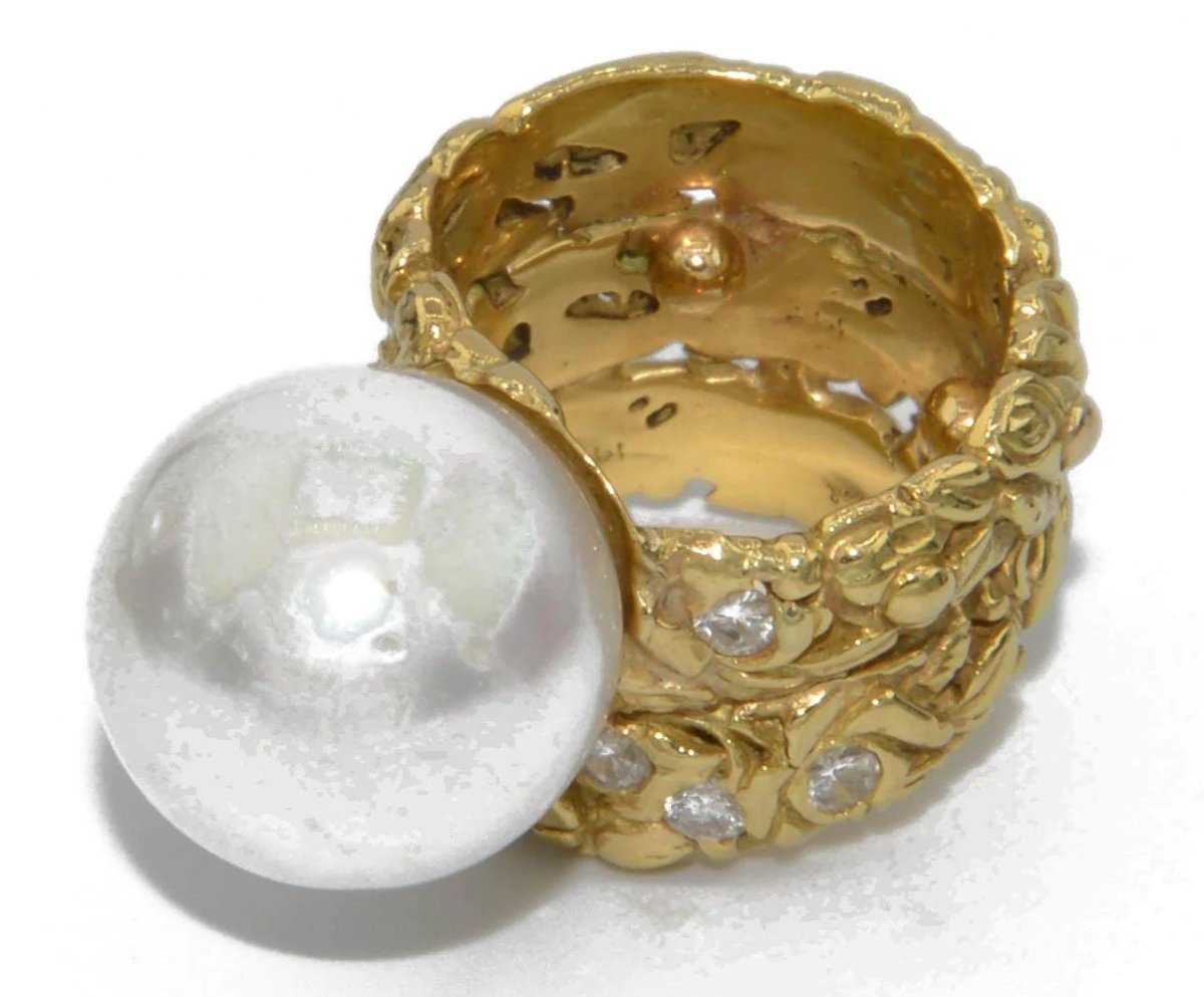 Bague or jaune et Perle - Castafiore