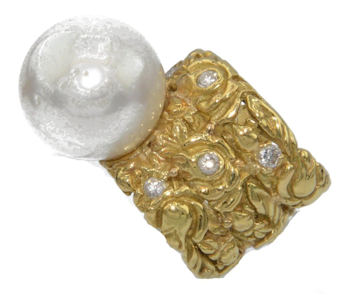 Bague or jaune et Perle - Castafiore