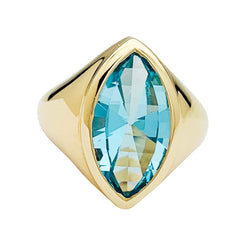 Bague or jaune et topaze bleue - Castafiore