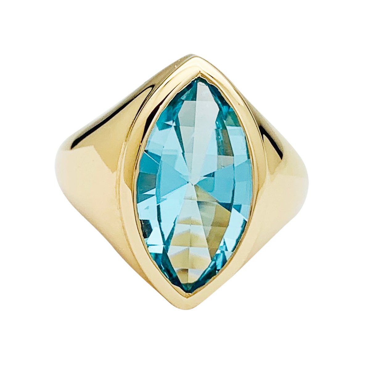 Bague or jaune et topaze bleue - Castafiore