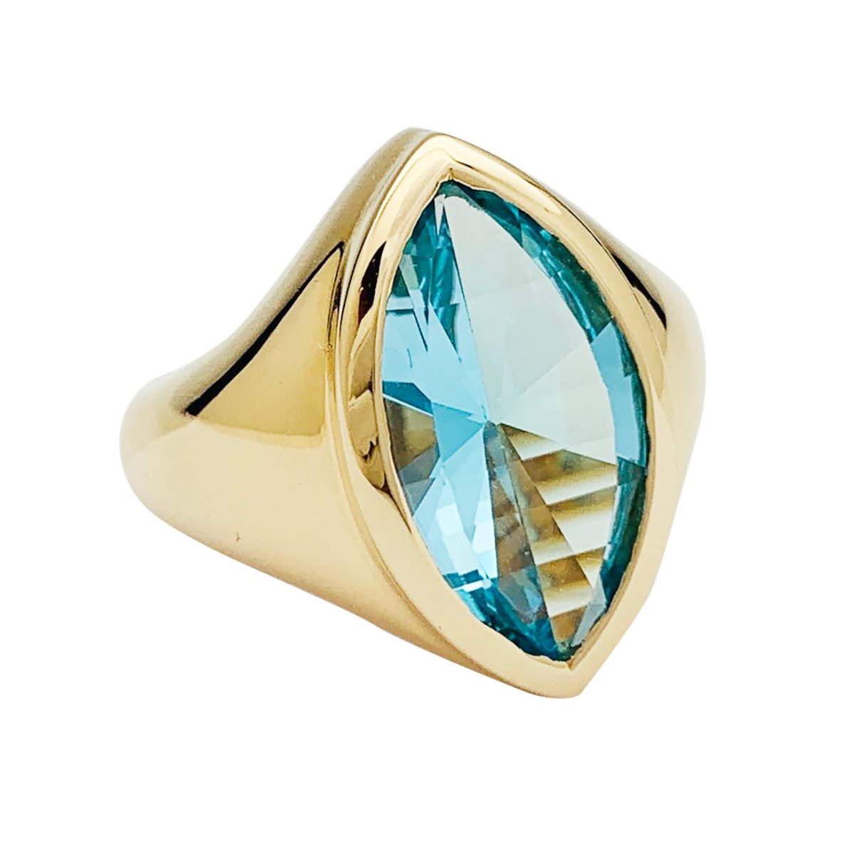 Bague or jaune et topaze bleue - Castafiore