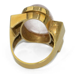 Bague or jaune géométrique ornée d'un quartz rose - Castafiore