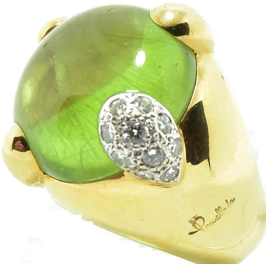 Bague or Jaune Peridot signée Pomellato - Castafiore