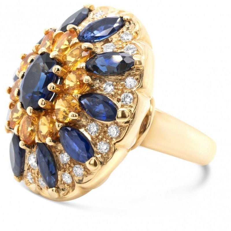 Bague or jaune saphirs bleus diamants - Castafiore
