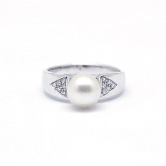 Bague - Or. perle et diamants - Castafiore