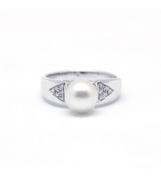 Bague - Or. perle et diamants - Castafiore