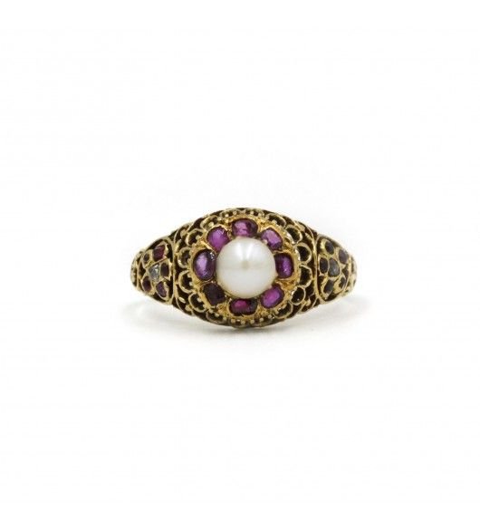 Bague - Or. perle & Rubis - Castafiore