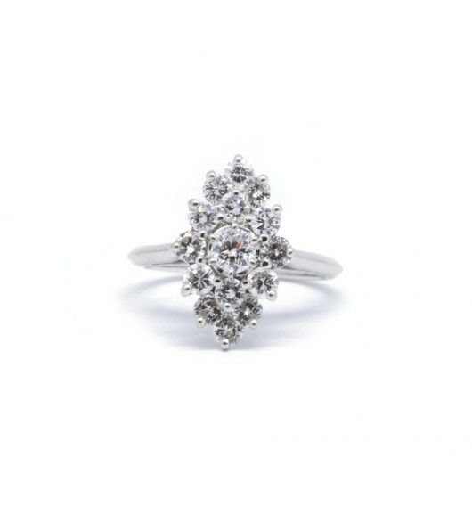 Bague - Or. Platine Et Diamants - Castafiore