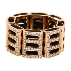 Bague or rose caoutchouc diamants - Castafiore