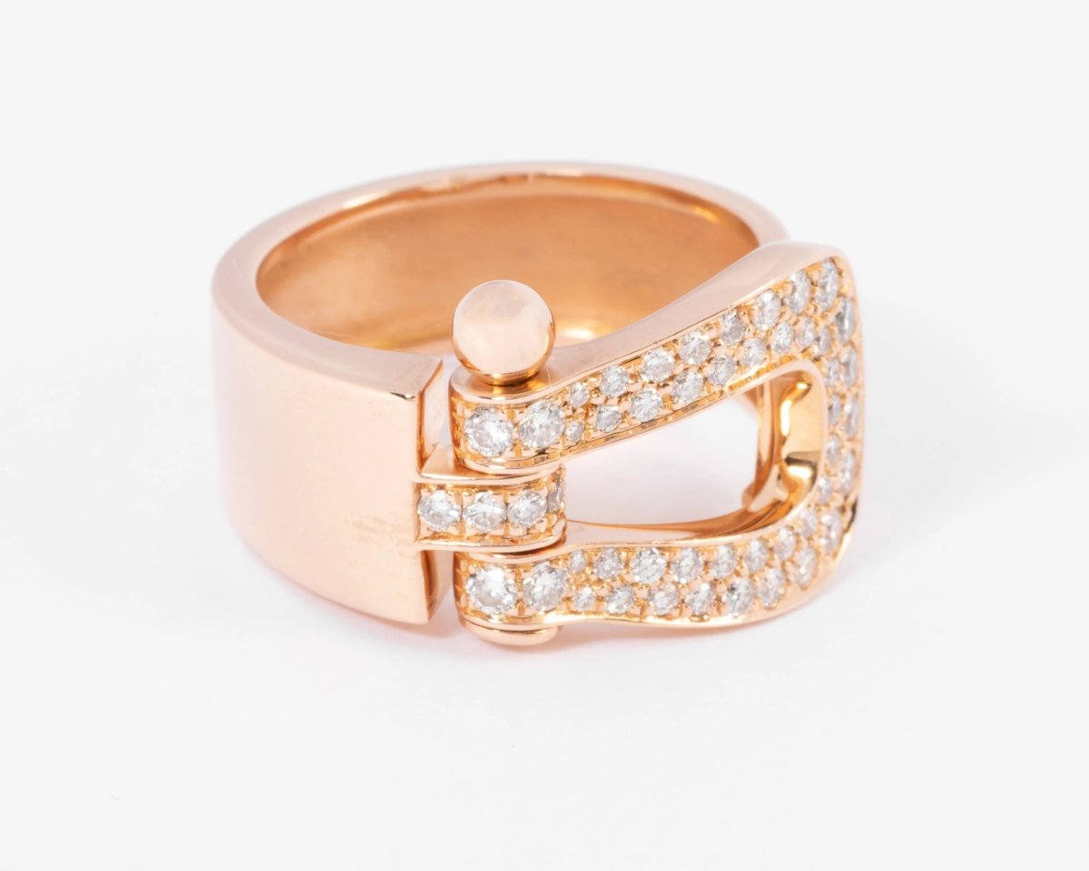 Bague or rose ,pavée de diamants Fred force 10 - Castafiore