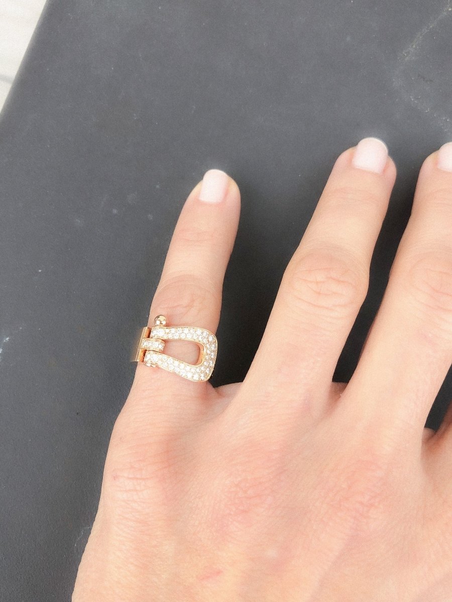 Bague or rose ,pavée de diamants Fred force 10 - Castafiore
