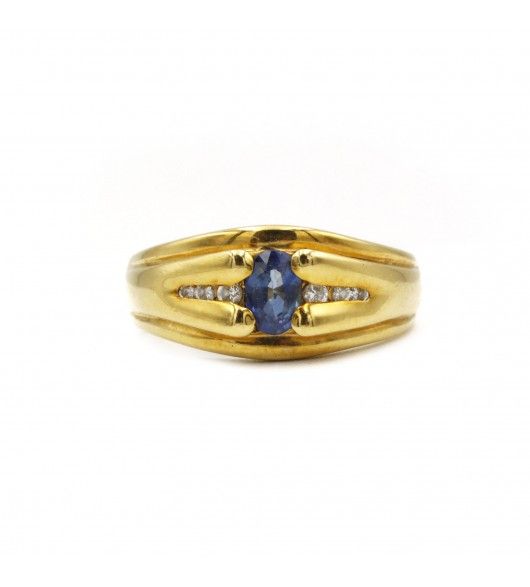 Bague - Or. Saphir & Diamants - Castafiore
