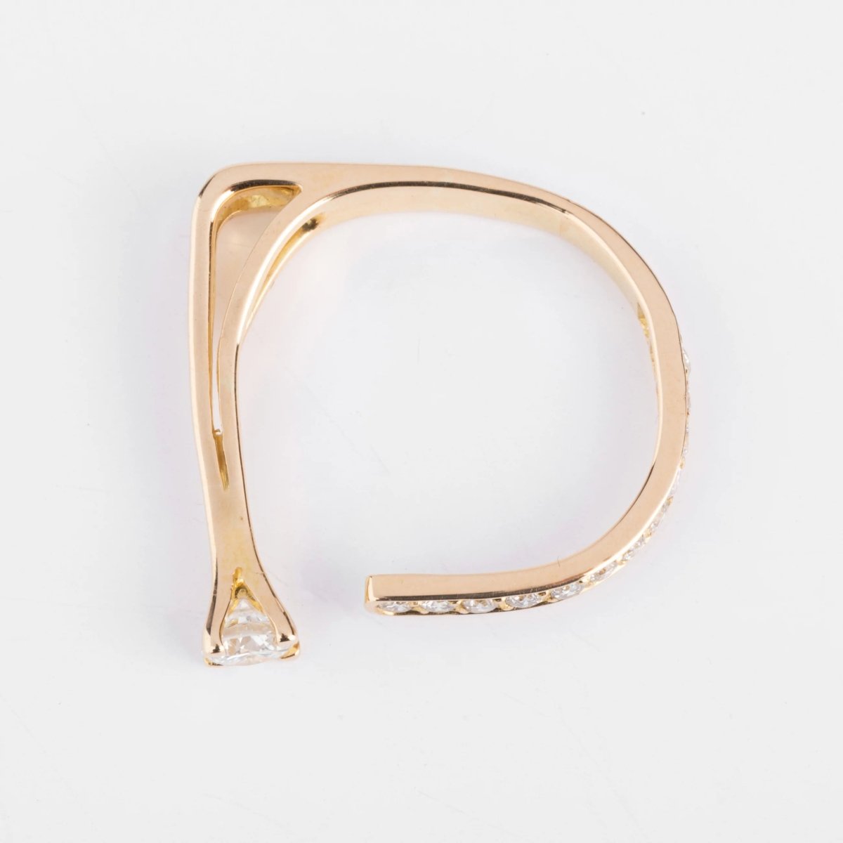Bague ouverte or jaune et diamant design - Castafiore