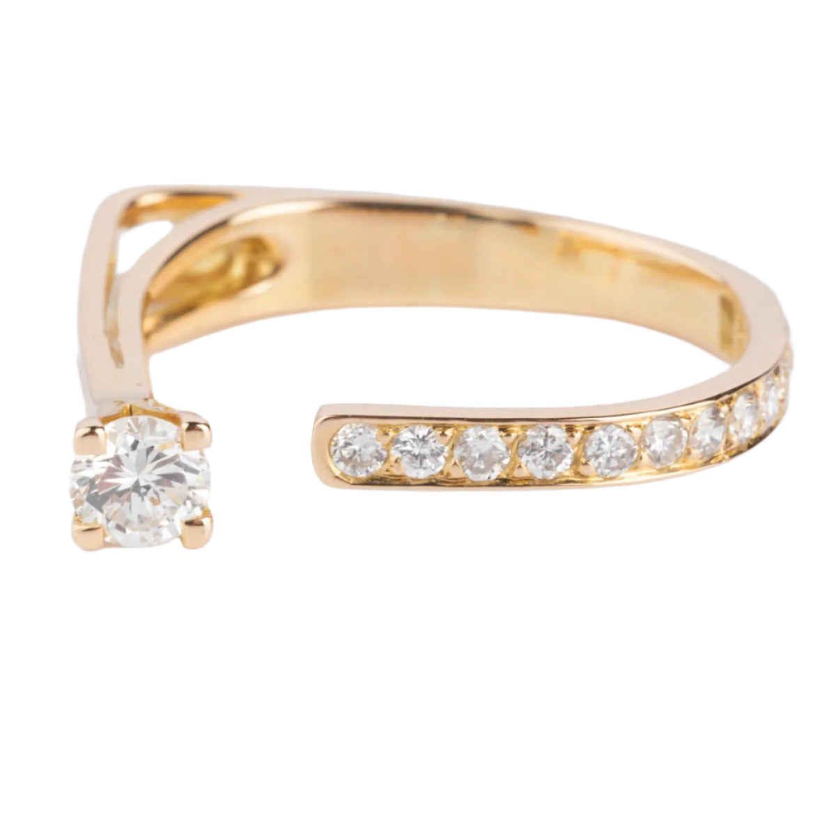 Bague ouverte or jaune et diamant design - Castafiore