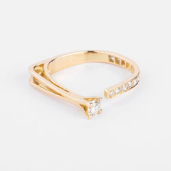 Bague ouverte or jaune et diamant design - Castafiore