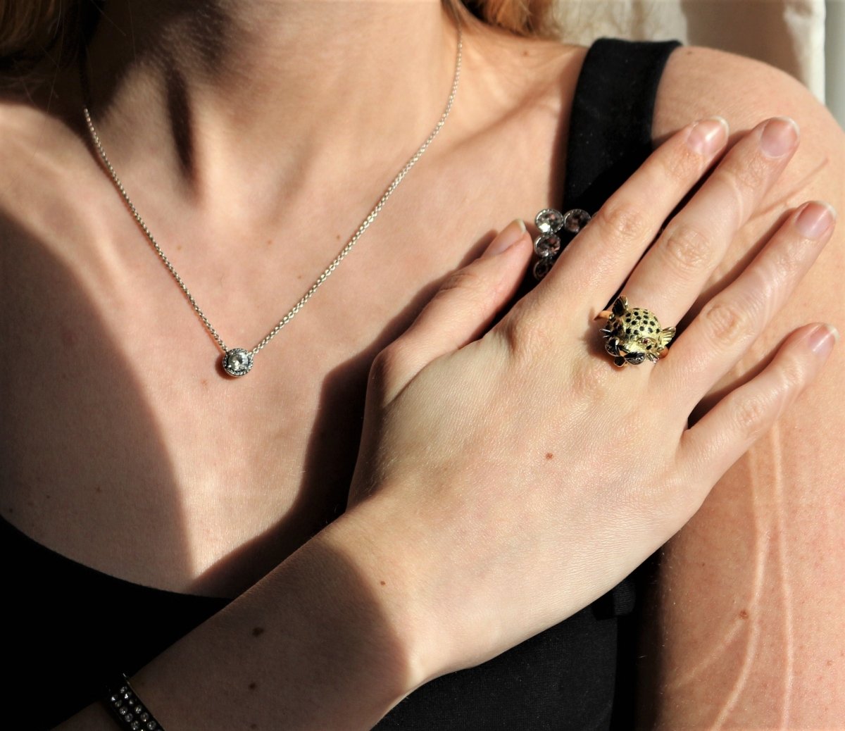 Bague Panthère Or jaune et émail - Castafiore