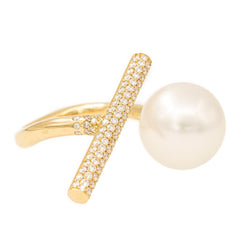 Bague PASPALEY en or jaune, perle et diamants - Castafiore