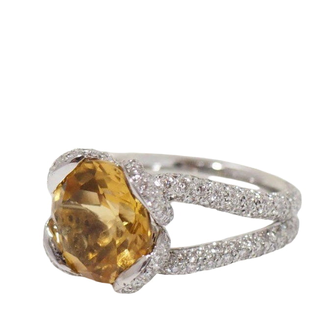 Bague pavage en or blanc et citrine - Castafiore