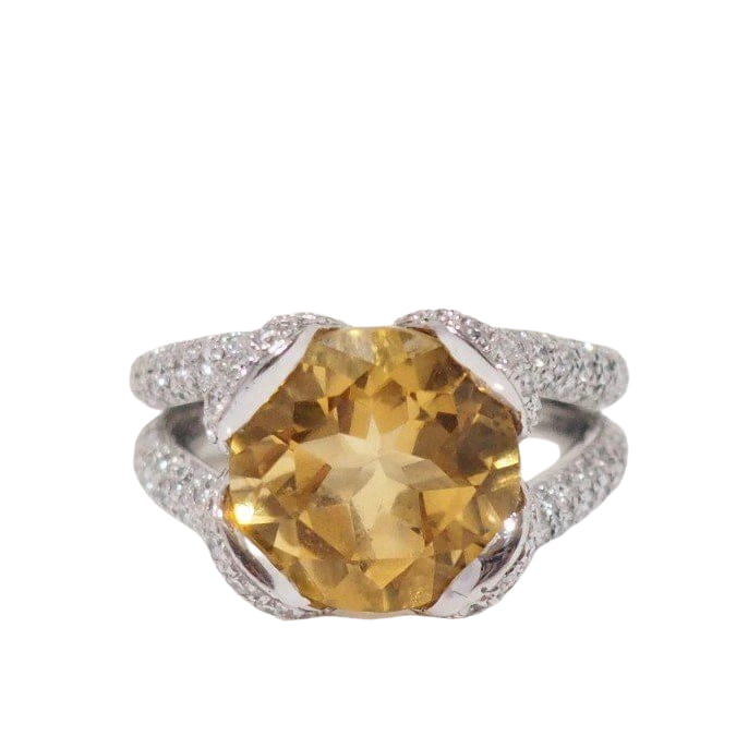 Bague pavage en or blanc et citrine - Castafiore