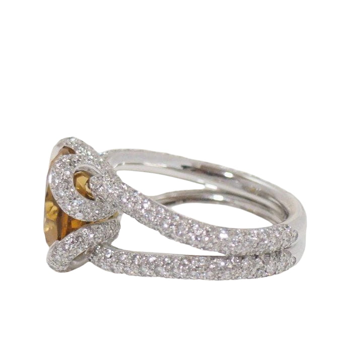Bague pavage en or blanc et citrine - Castafiore