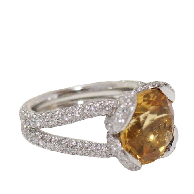 Bague pavage en or blanc et citrine - Castafiore