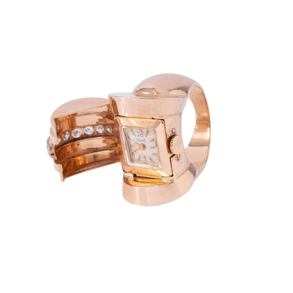 PIAGET Secret Watch ring in pink gold and diamonds Castafiore