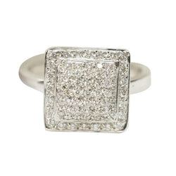 Bague plateau en or blanc et diamants - Castafiore