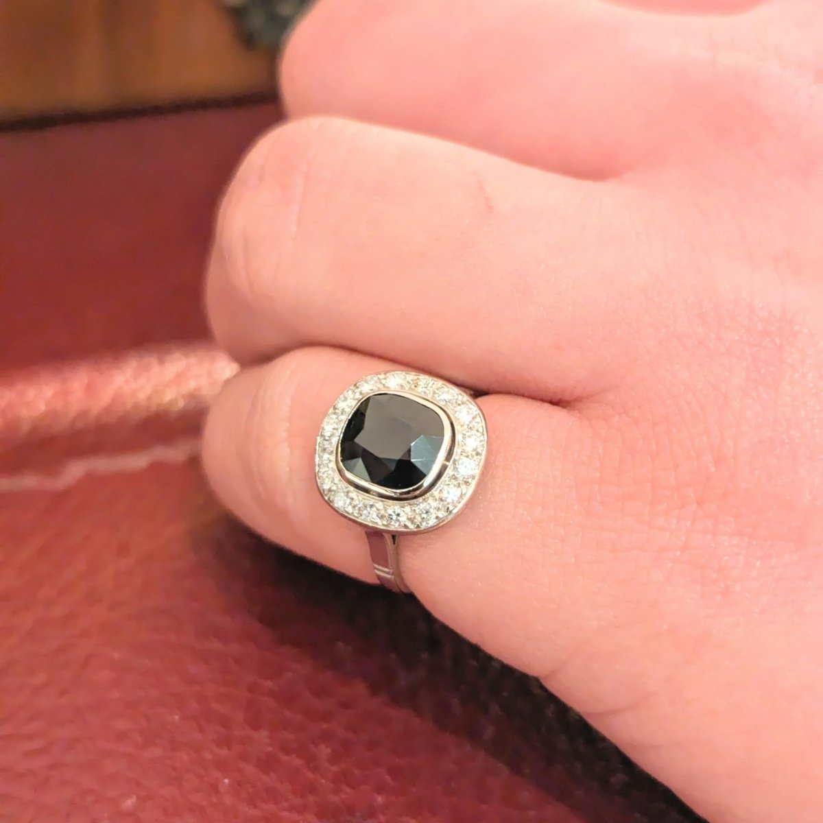 Bague platine diamants et saphir - Castafiore