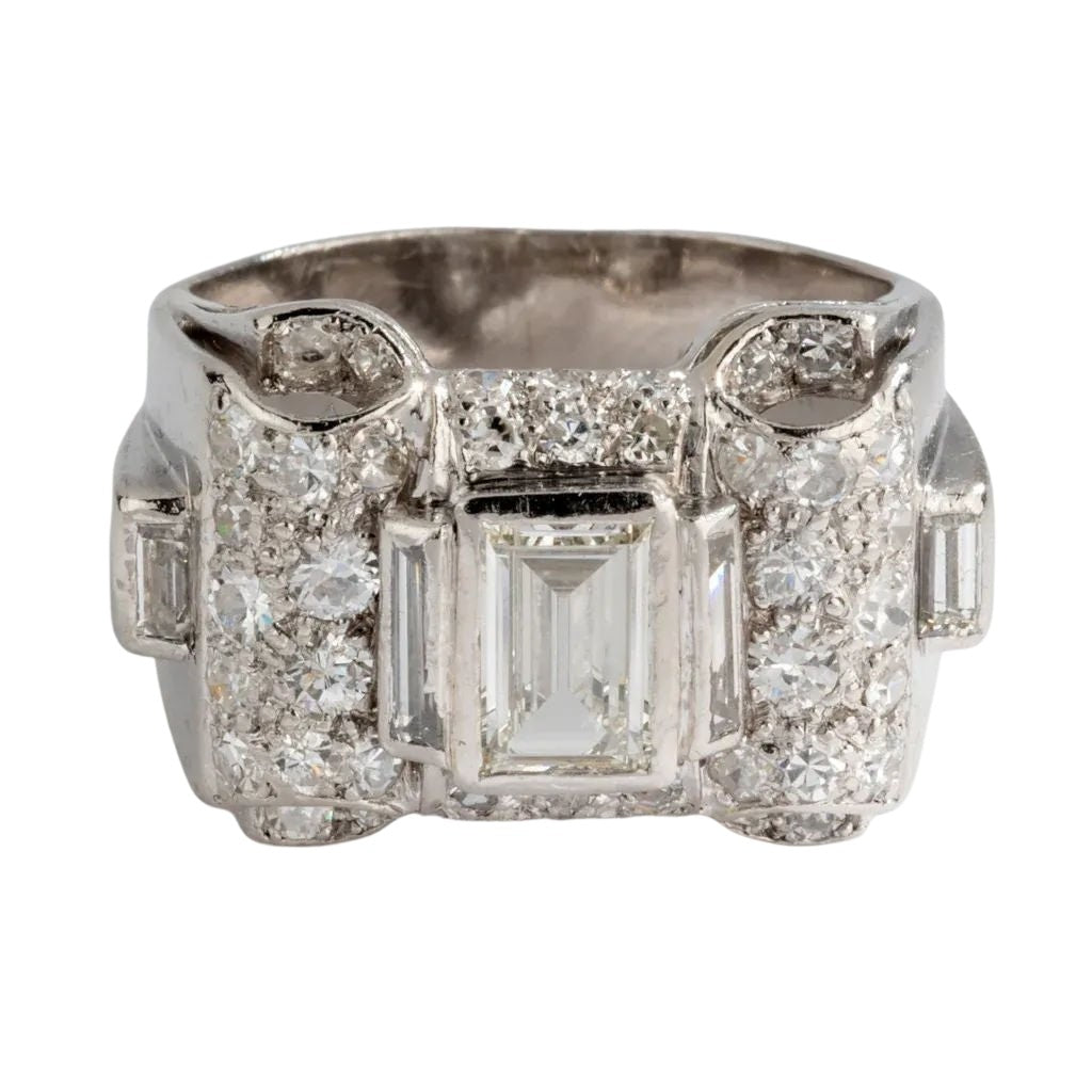 Bague platine et diamant Art Déco - Castafiore