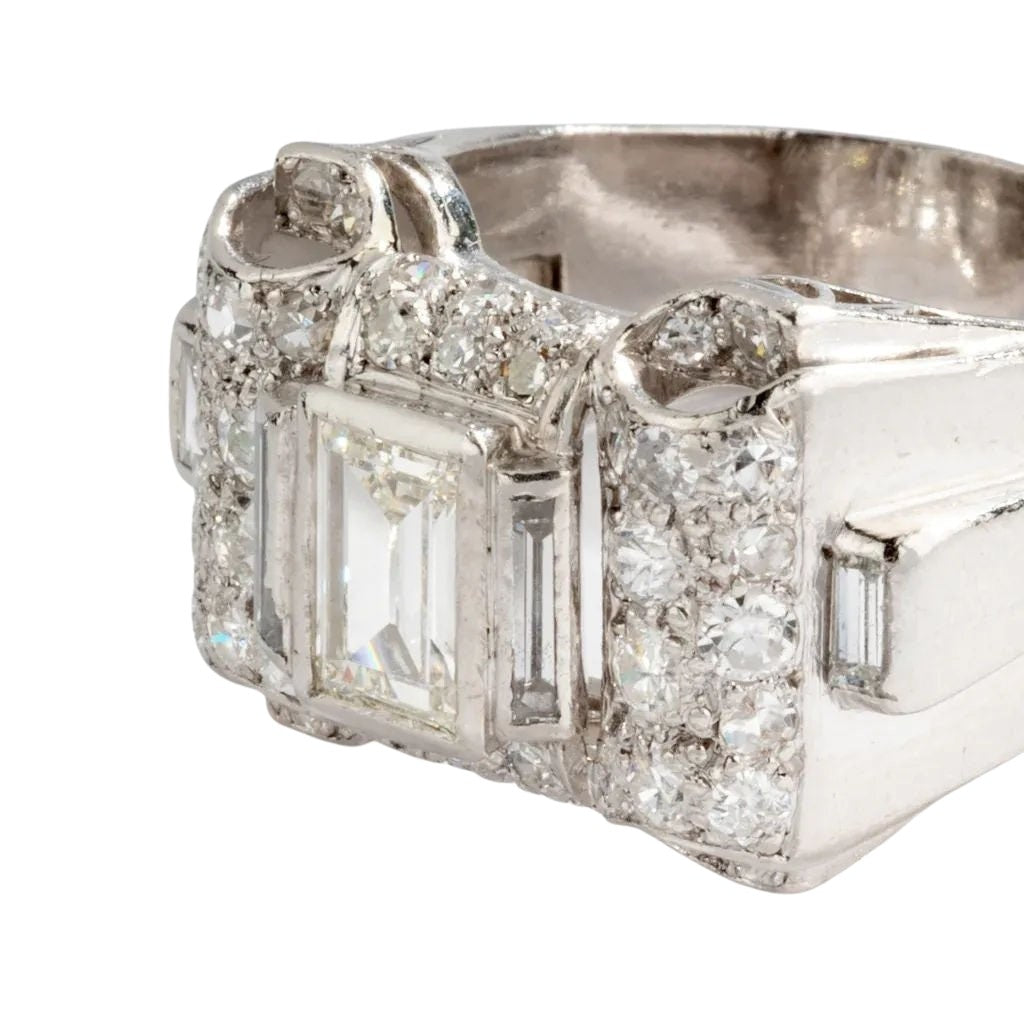 Bague platine et diamant Art Déco - Castafiore