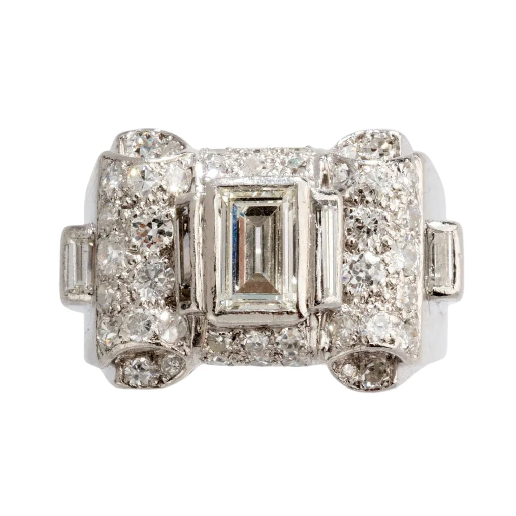 Bague platine et diamant Art Déco - Castafiore