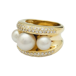Bague Poiray, "Fidji", or jaune, perle et diamants - Castafiore