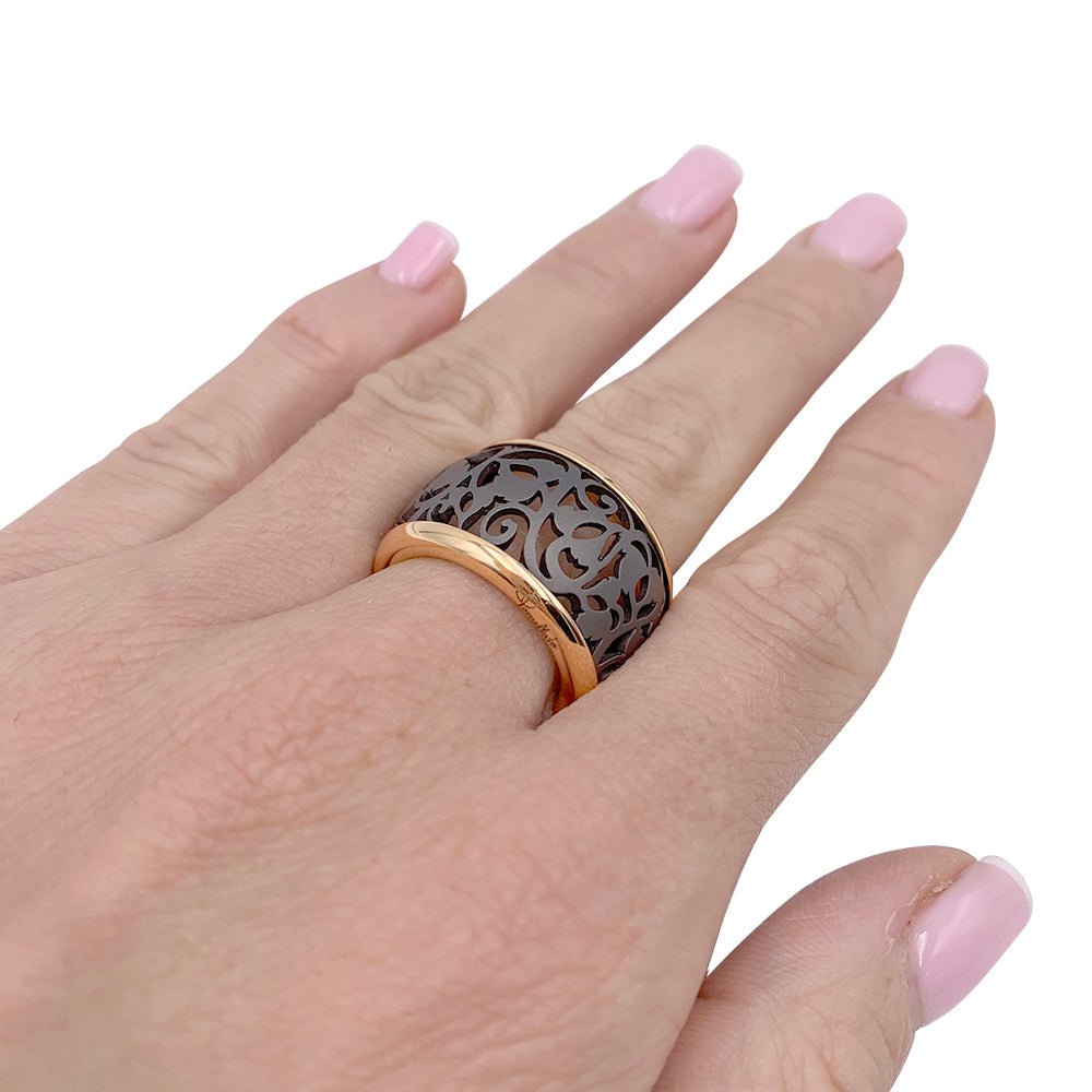 Bague Pomellato, "Arabesque", or rose, titane - Castafiore