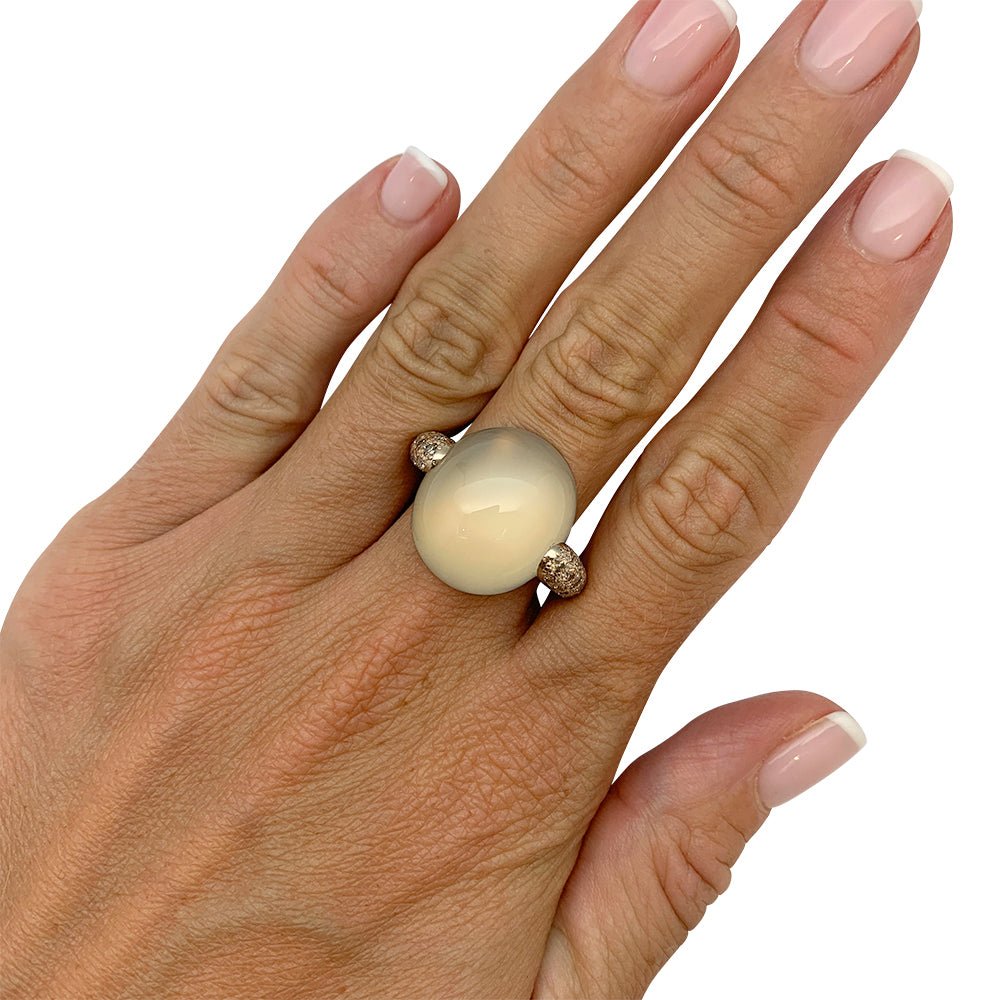 Bague Pomellato, "Luna", or naturel, diamants et pierre de lune - Castafiore