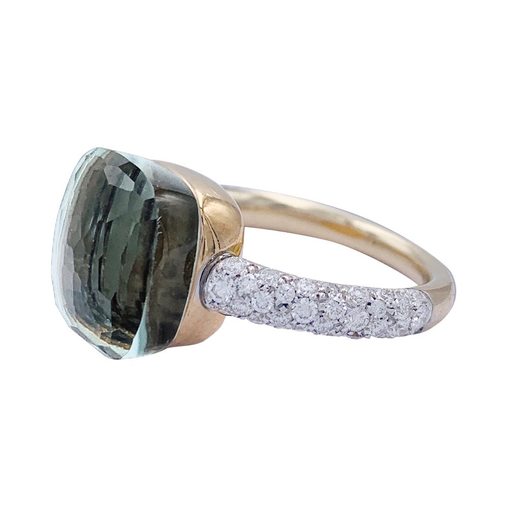 Bague Pomellato, "Nudo", or rose et blanc, diamants, prasiolite - Castafiore