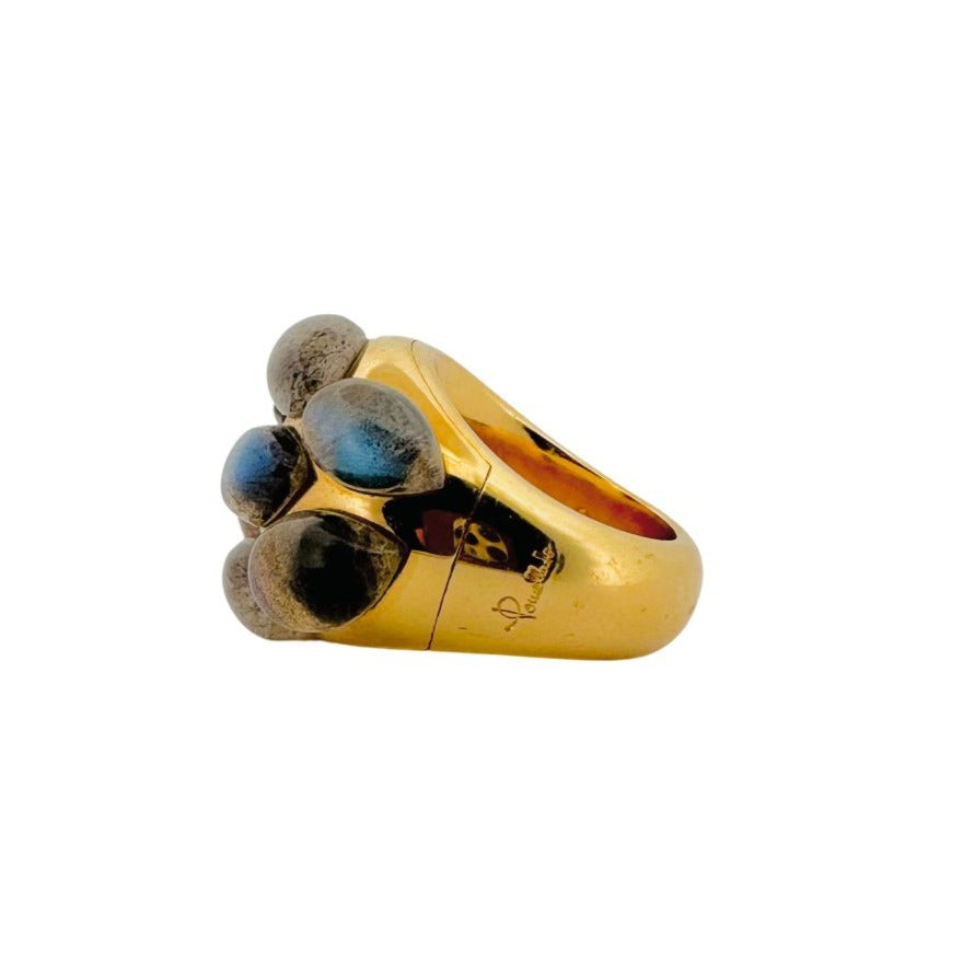 Bague Pomellato Rugiada en or jaune et labradorites - Castafiore