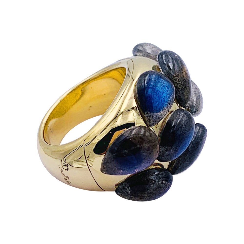 Bague Pomellato, "Rugiada", or jaune, labradorites - Castafiore