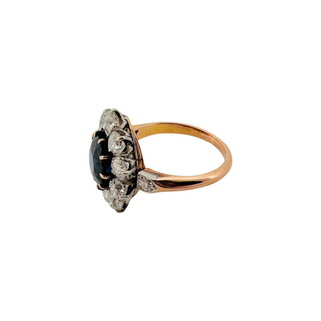 Bague Pompadour en or jaune, saphirs et diamants - Castafiore